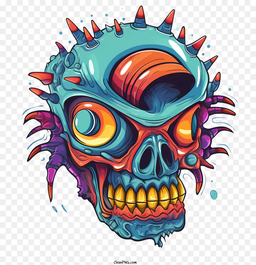 Zombie Crâne，Coloré PNG