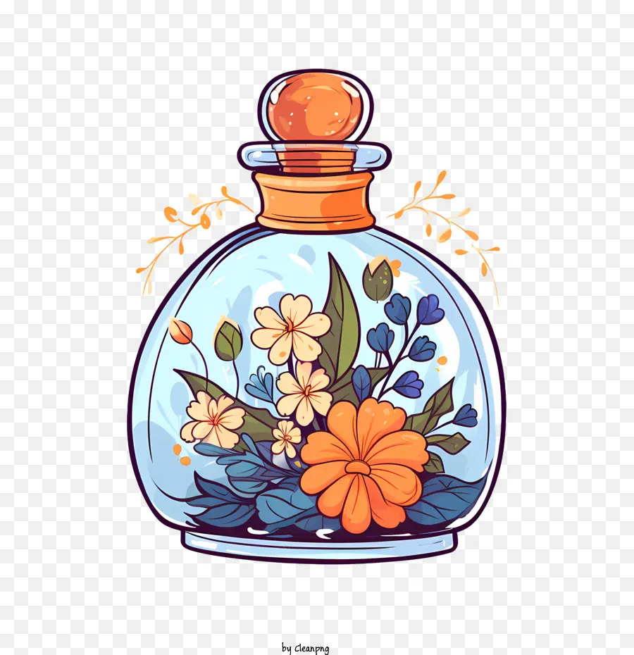 Flacon De Parfum，Bouteille De Fleurs PNG