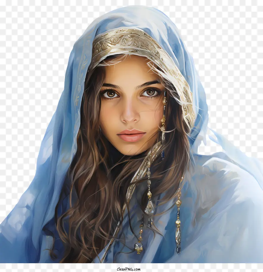 Journée Nationale De La Princesse，Femme Au Voile Bleu PNG