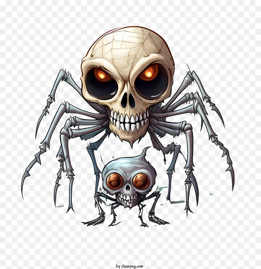 Crâne D'halloween，Araignées Squelettes PNG