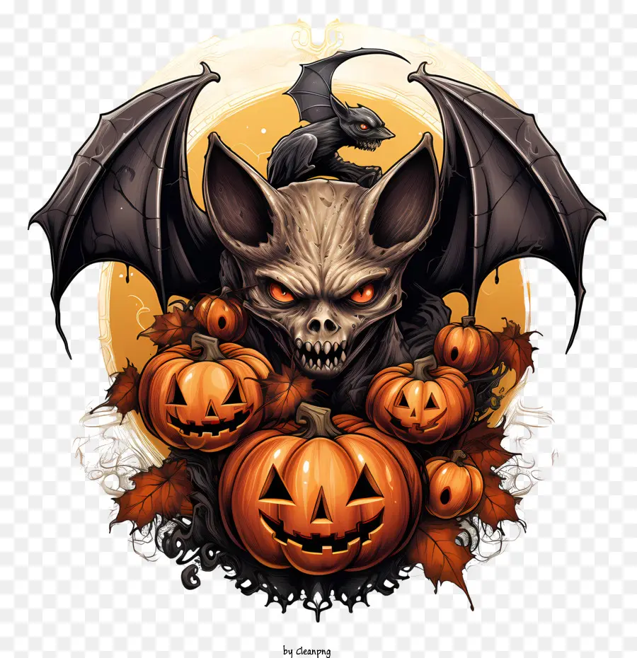 Chauve Souris D'halloween，Citrouille D'halloween PNG