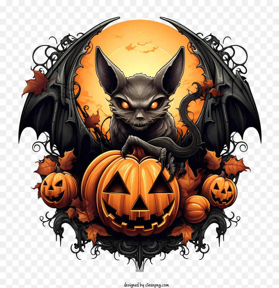 Chauve Souris D'halloween，Citrouille D'halloween PNG