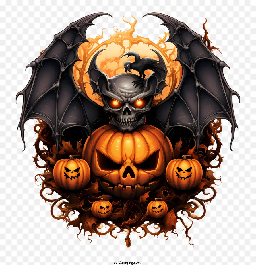 Chauve Souris D'halloween，Citrouille D'halloween PNG