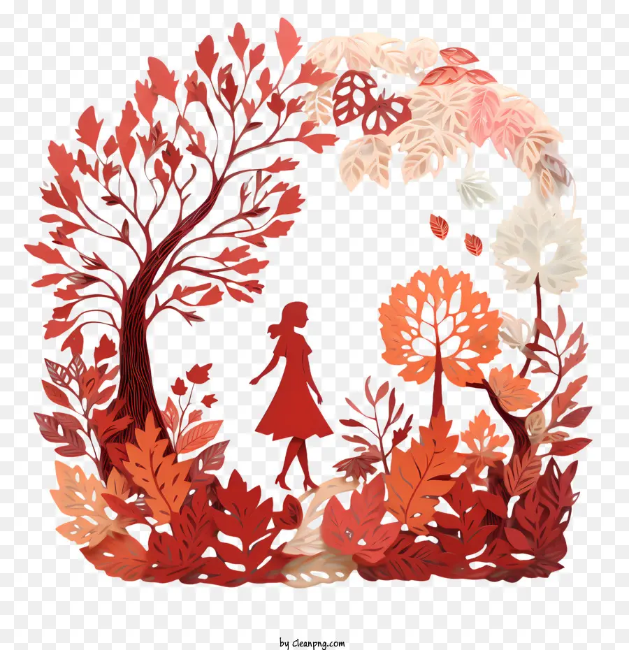 Automne，Fille Dans La Forêt D'automne PNG