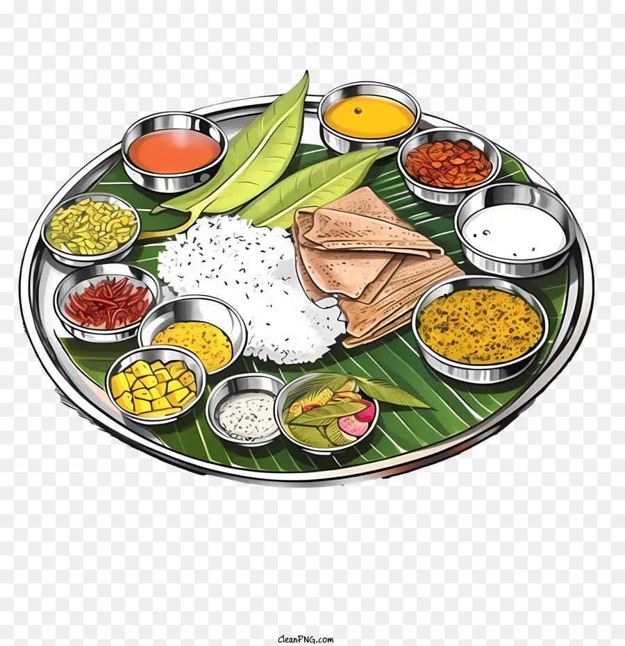 Nourriture Onam Sadya，Thali Indien PNG