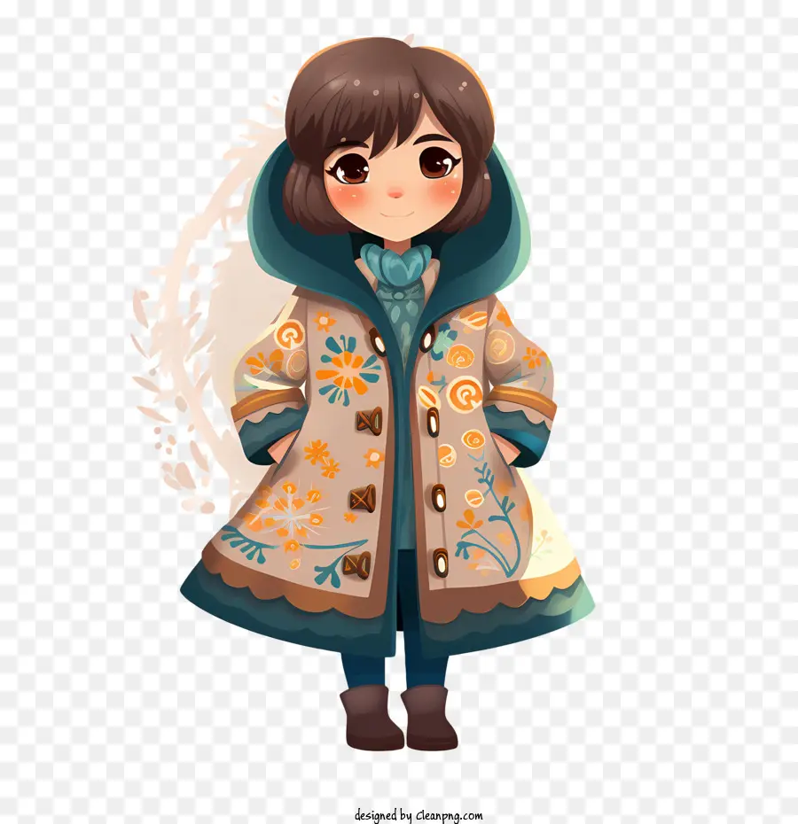 Fille D'hiver，Fille En Manteau D'hiver PNG