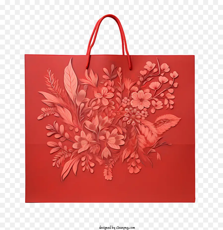 Rouge Sac En Papier，Arrangement Floral PNG