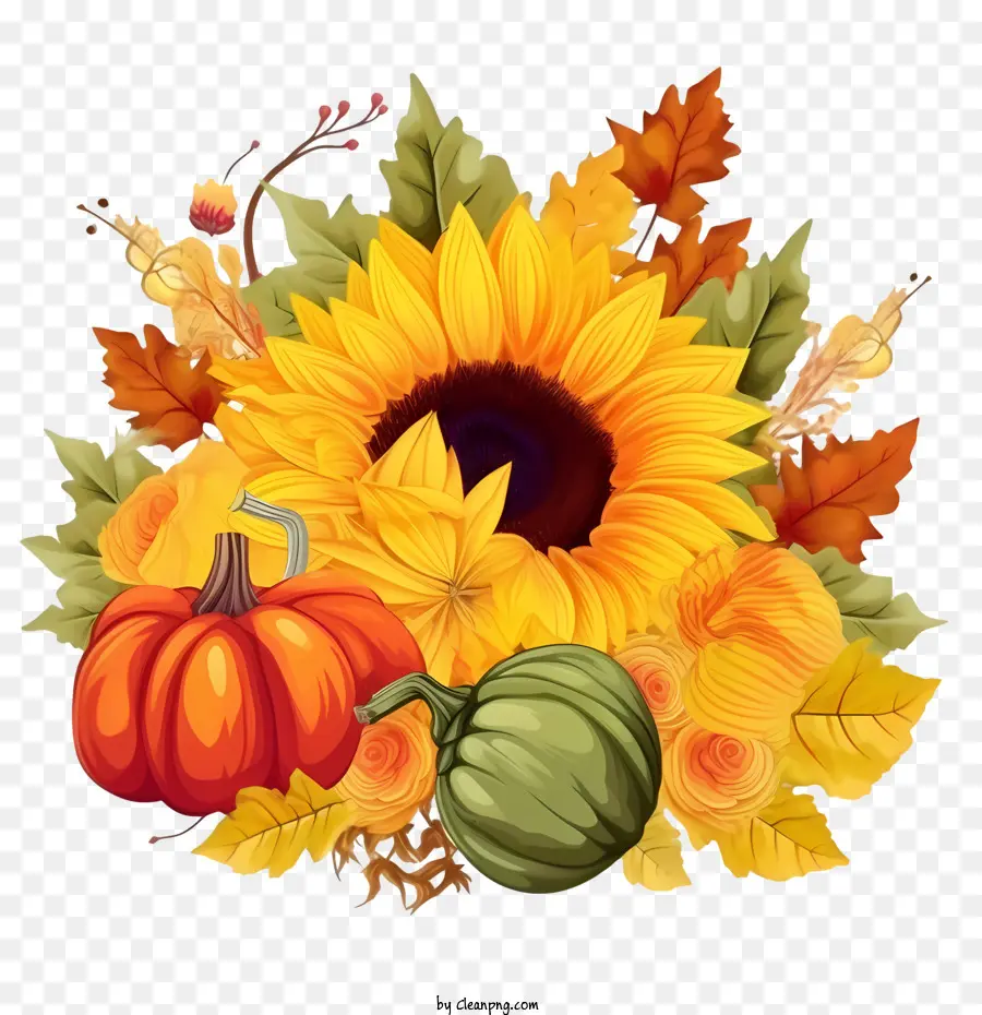 Automne Les Citrouilles，Tournesols PNG