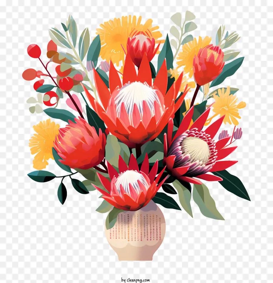 Protea Fleur，Vase PNG