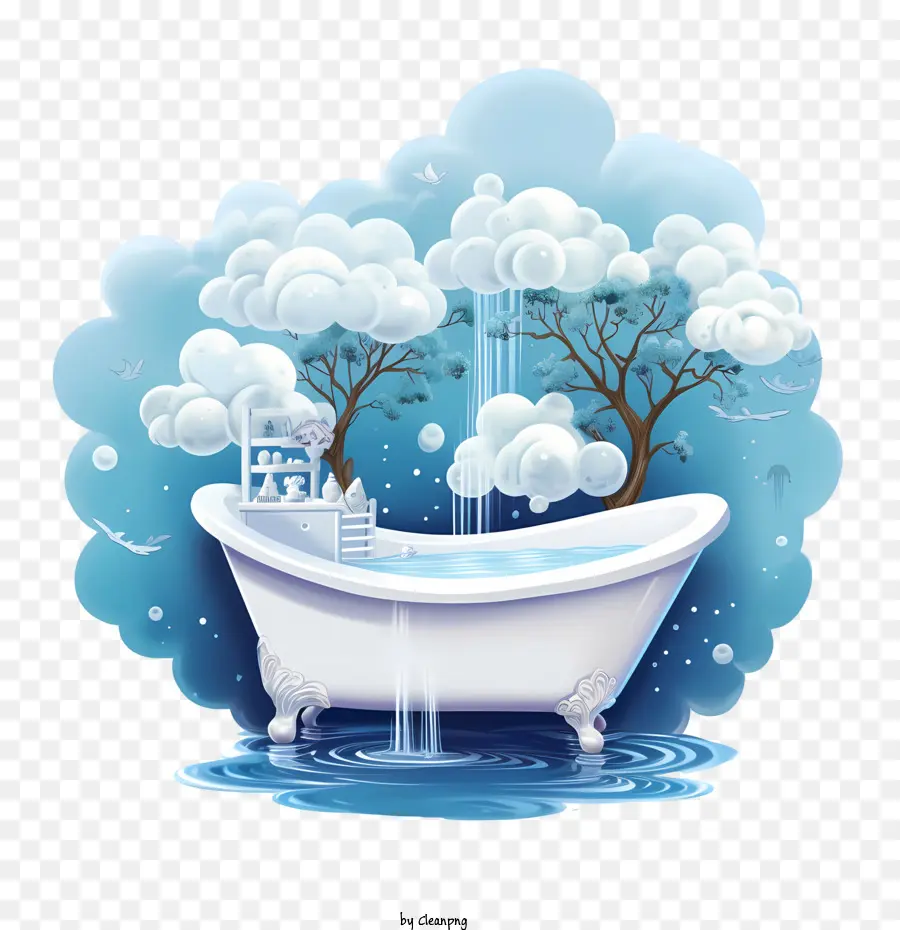 Journée De Fête Dans La Baignoire，Baignoire Avec Nuages PNG