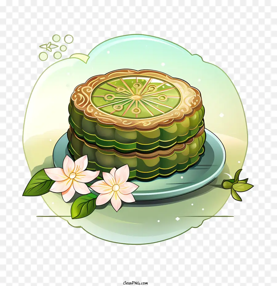 Gâteau De Lune Vert，Dessert PNG