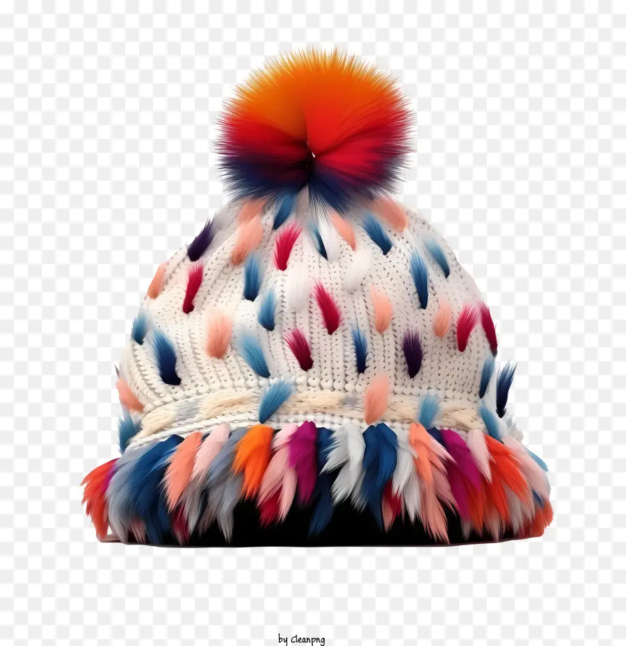 Bonnet Tricoté，Bonnet Coloré Avec Pompon PNG