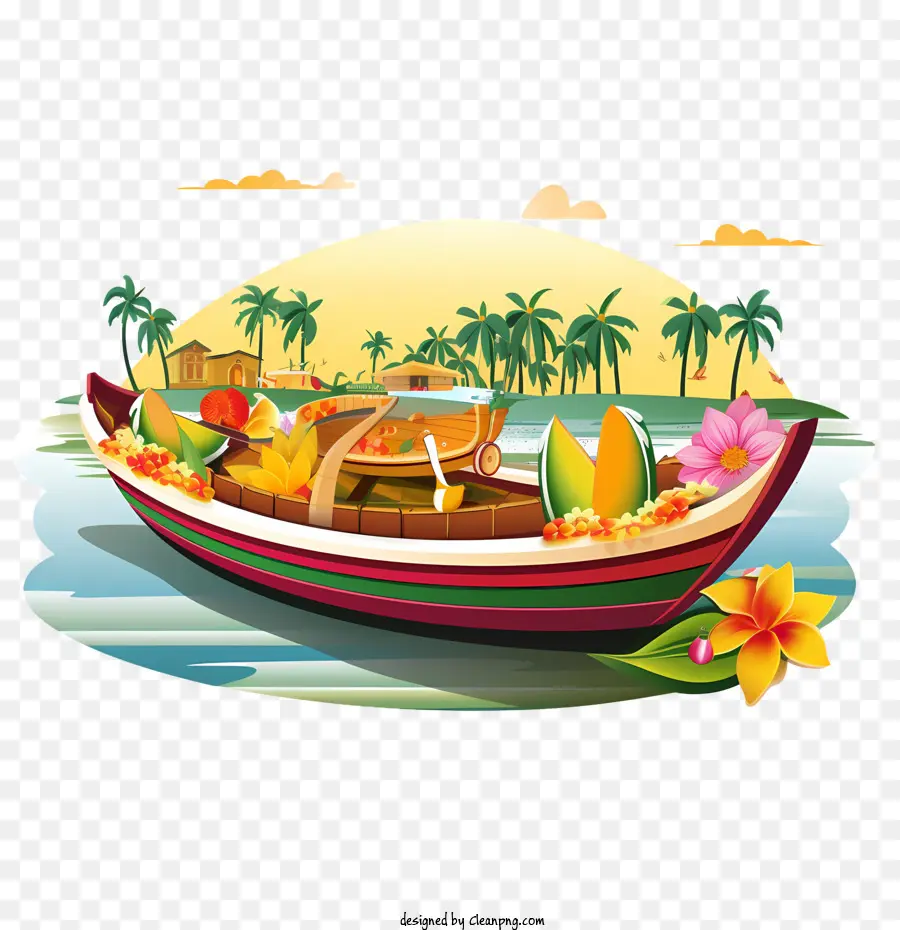 Bateau Onam，Bateau Coloré PNG