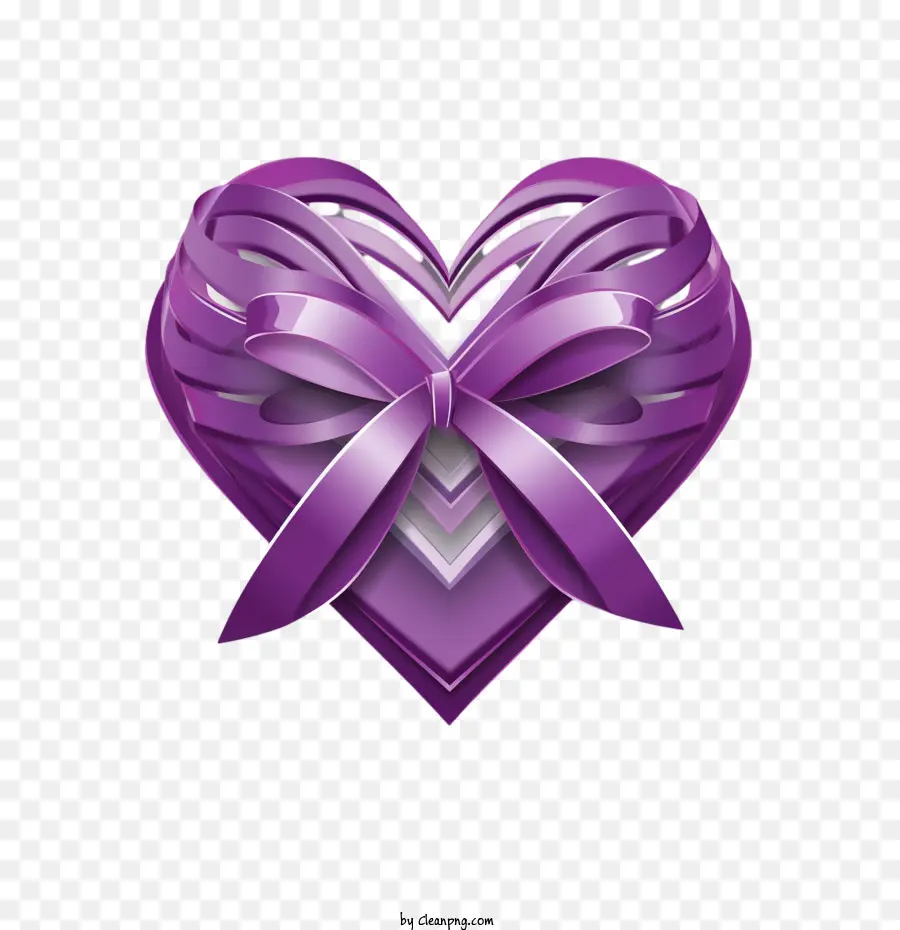 Journée Du Cœur Violet，Coeur De Ruban Violet PNG