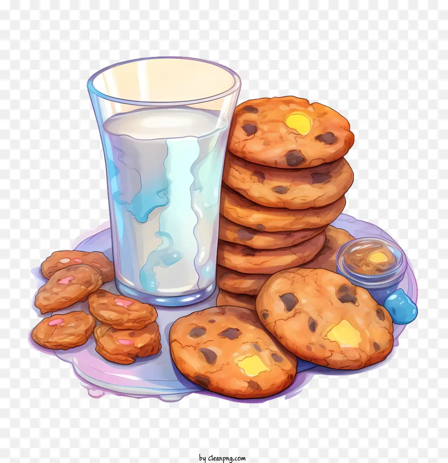 Biscuits Et Lait，Cookies Aux Pépites De Chocolat PNG