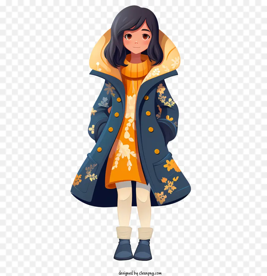 Fille D'hiver，Fille En Manteau D'hiver PNG