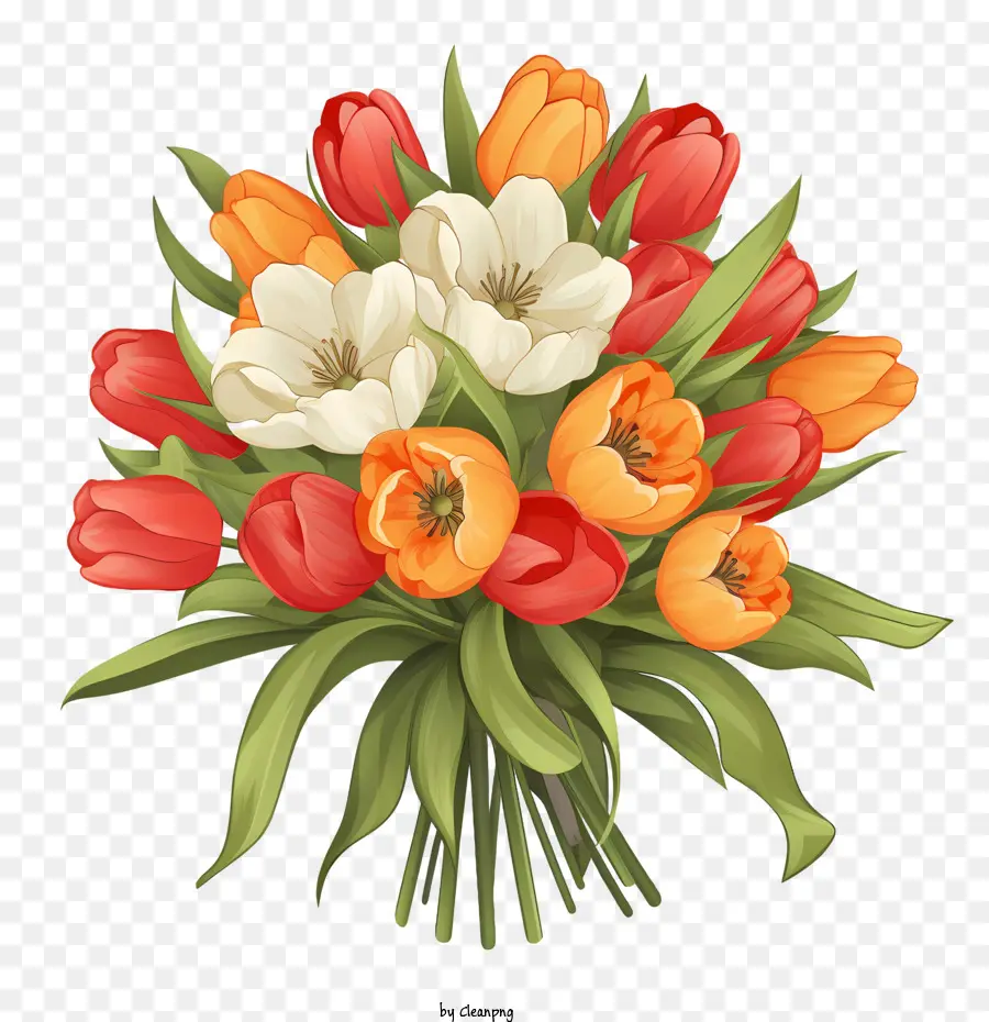 Bouquet De Tulipes，Bouquet De Fleurs Colorées PNG