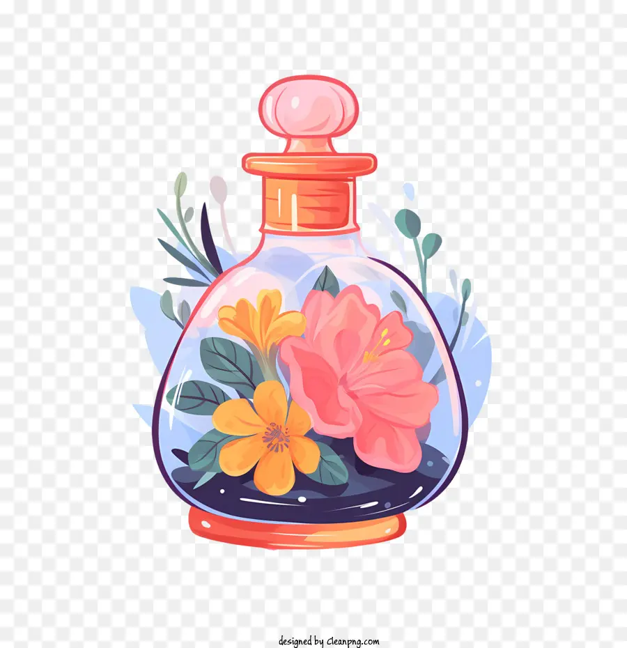 Flacon De Parfum，Bouteille De Fleurs PNG