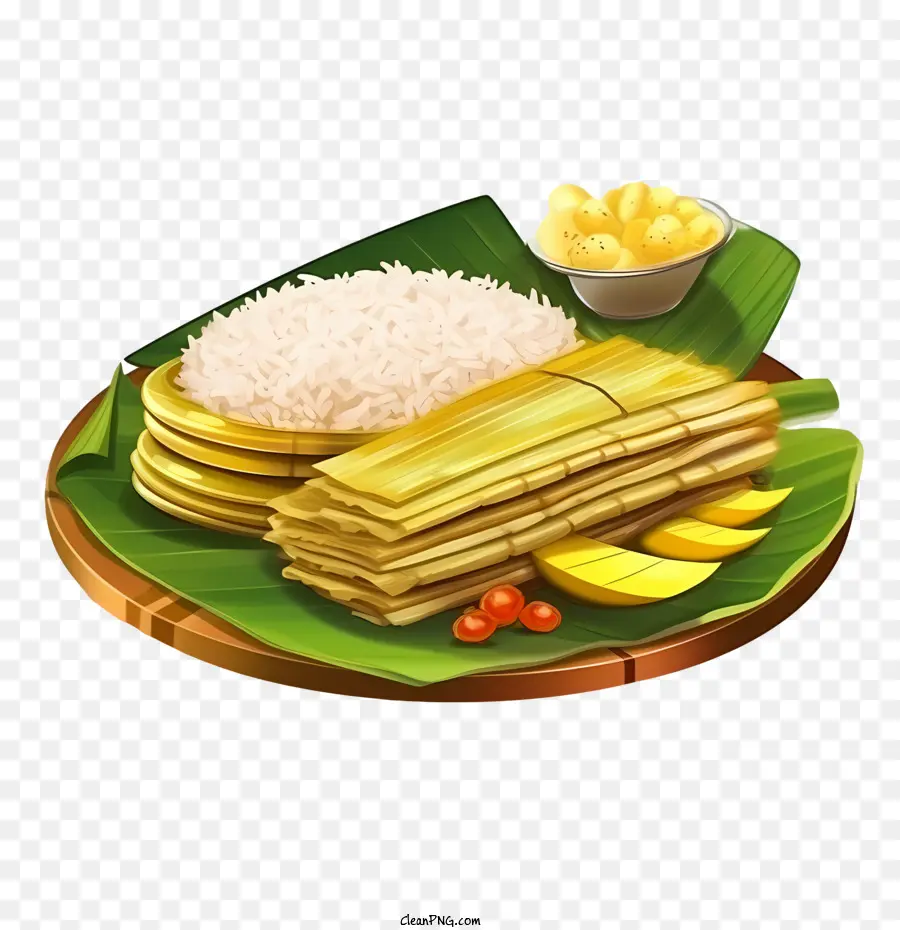 Nourriture Onam Sadya，Repas De Feuilles De Bananier PNG