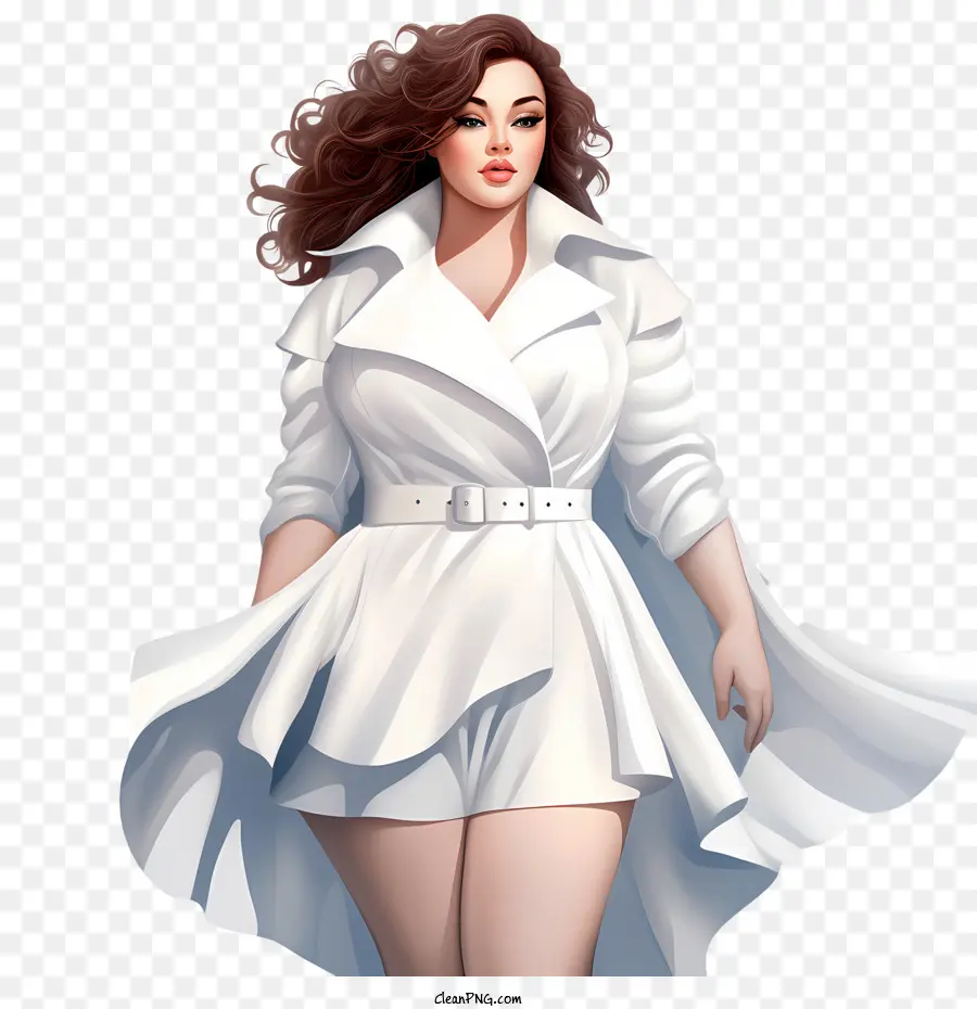 Journée Nationale Des Courbes，Femme En Blouse Blanche PNG