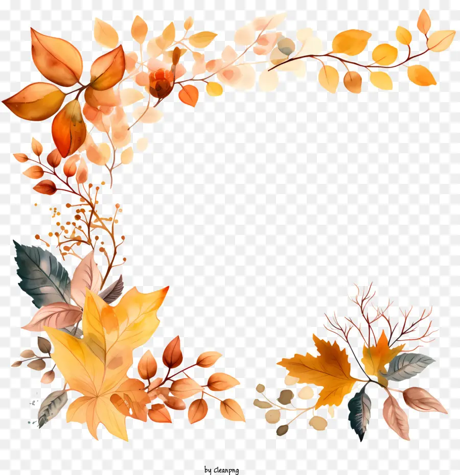 Cadre De Feuille D'automne，Feuilles Colorées PNG