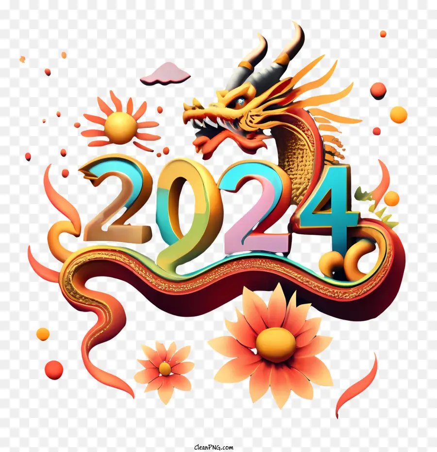 2024 Nouvel An，2024 Bonne Année PNG