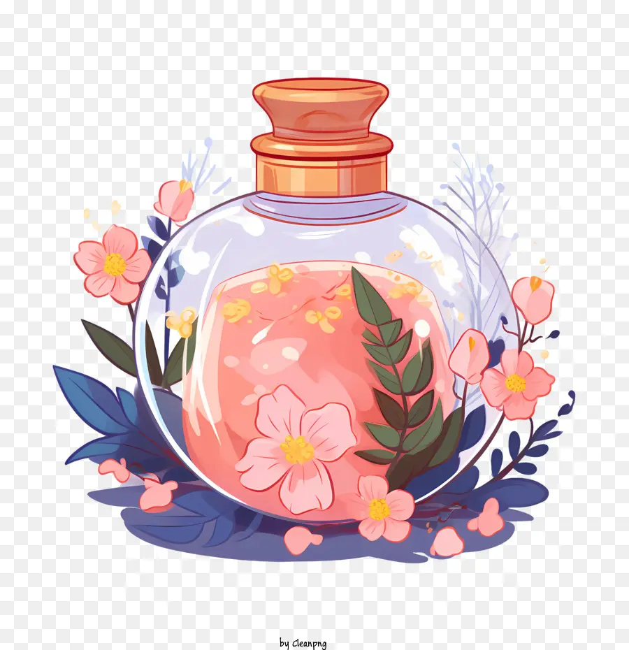 Flacon De Parfum，Bouteille De Fleurs PNG