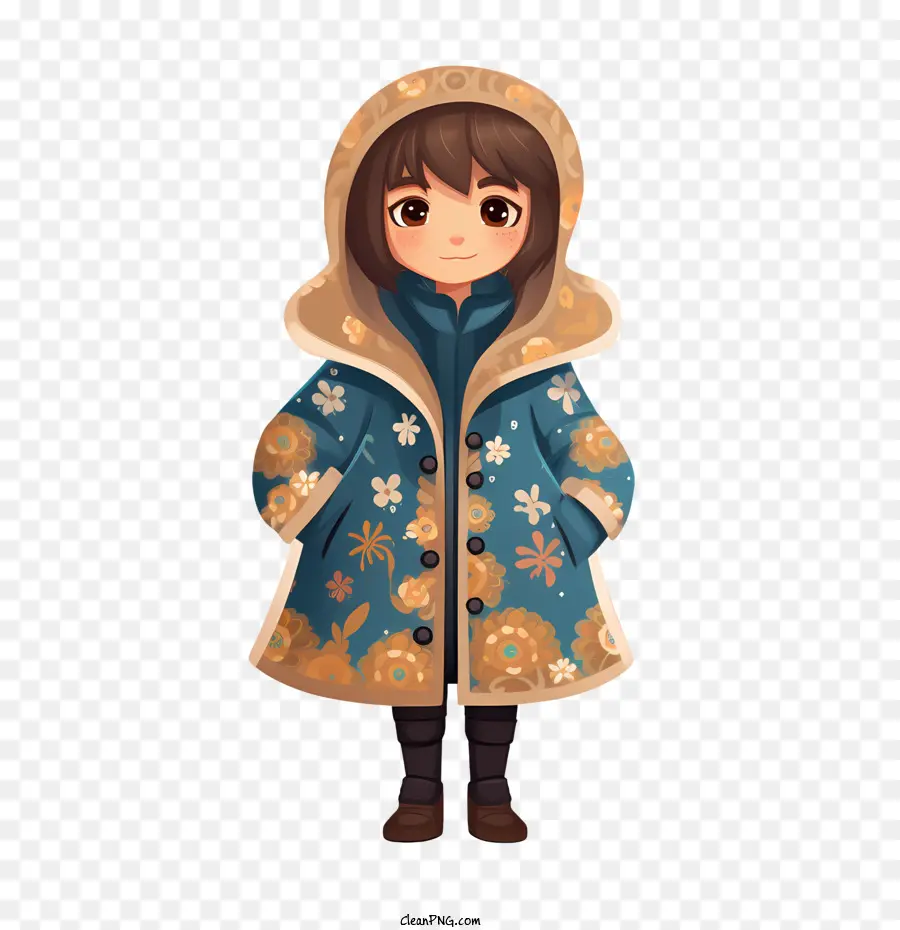 Fille D'hiver，Fille En Manteau D'hiver PNG