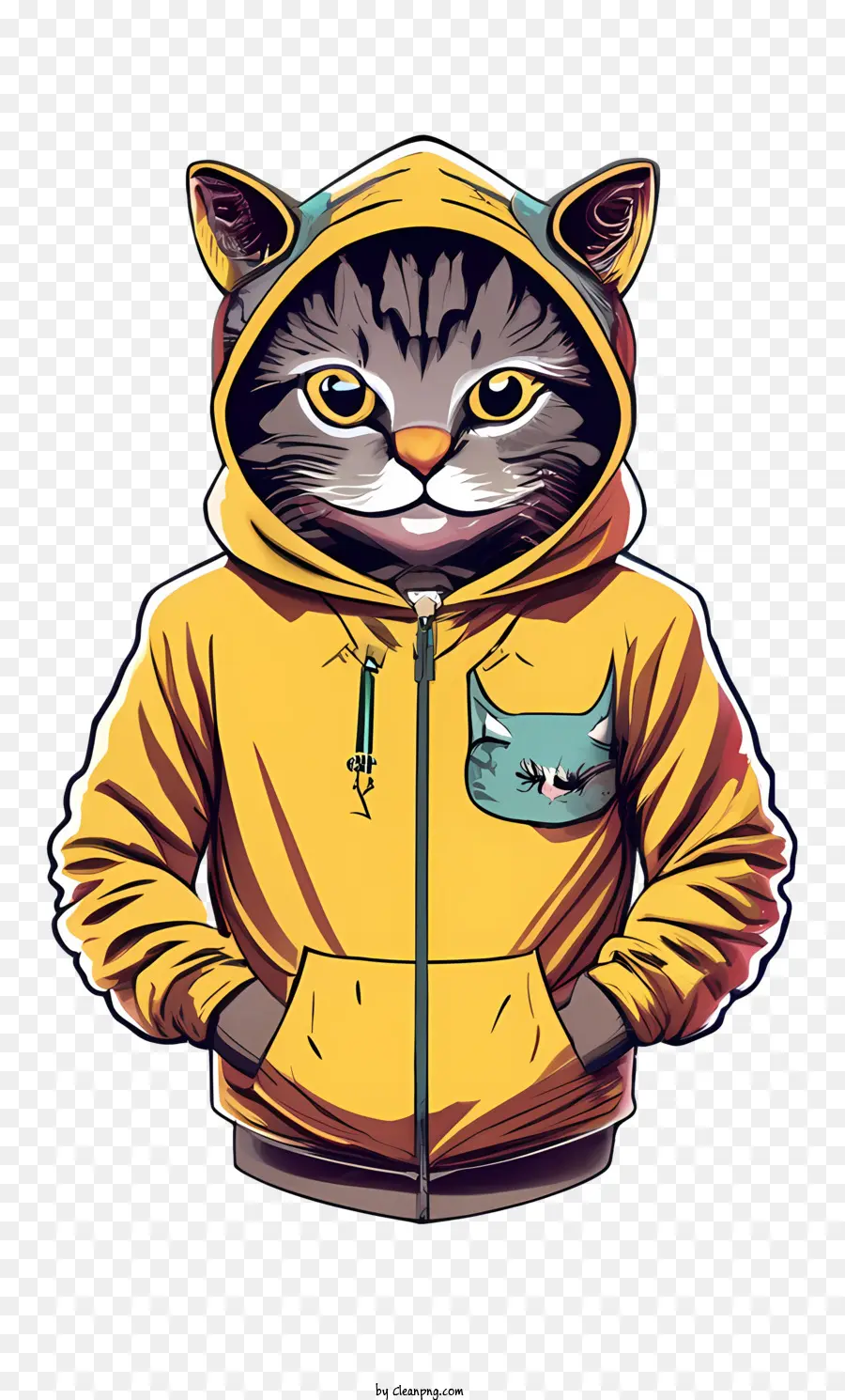 Chat De Dessin Animé，Chat En Sweat à Capuche PNG