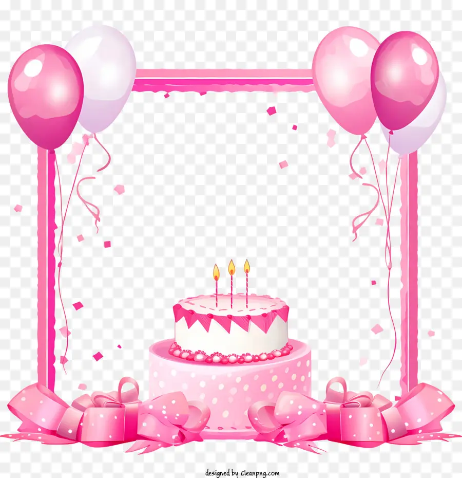 Cadre D'anniversaire，Gâteau D'anniversaire Rose PNG