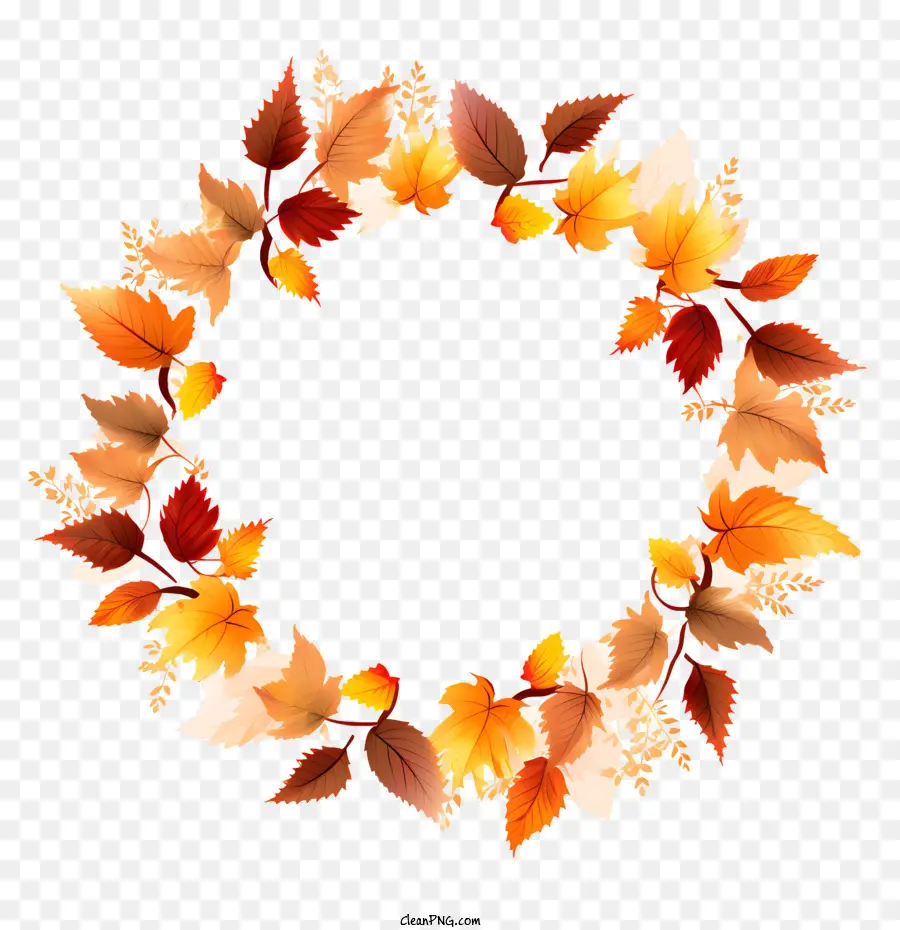 Cadre De Feuille D'automne，Couronne D'automne PNG