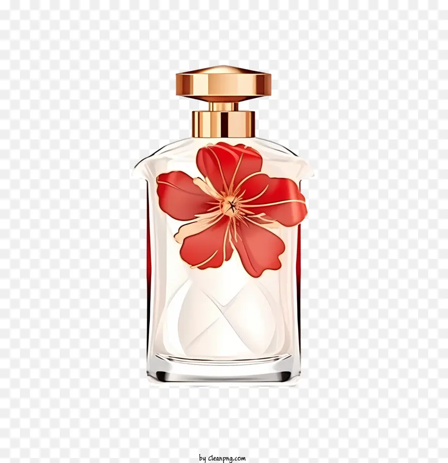 Bouteille De Parfum，Fleur Rouge PNG