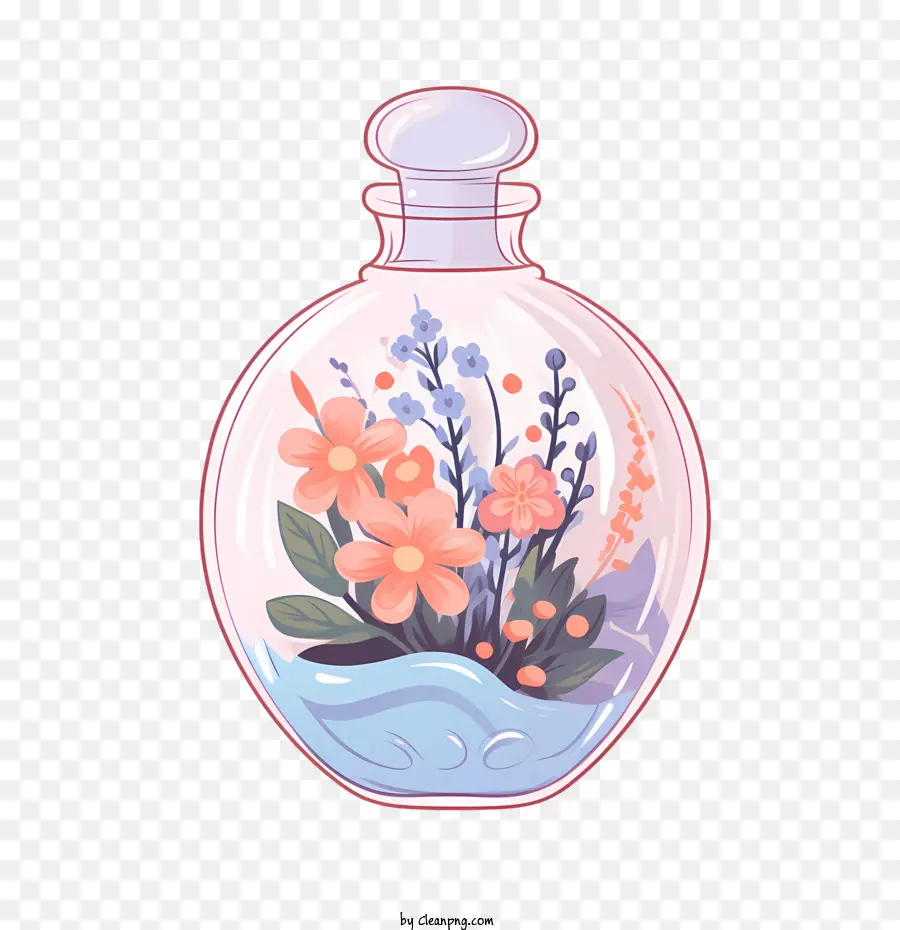 Flacon De Parfum，Bouteille De Fleurs PNG