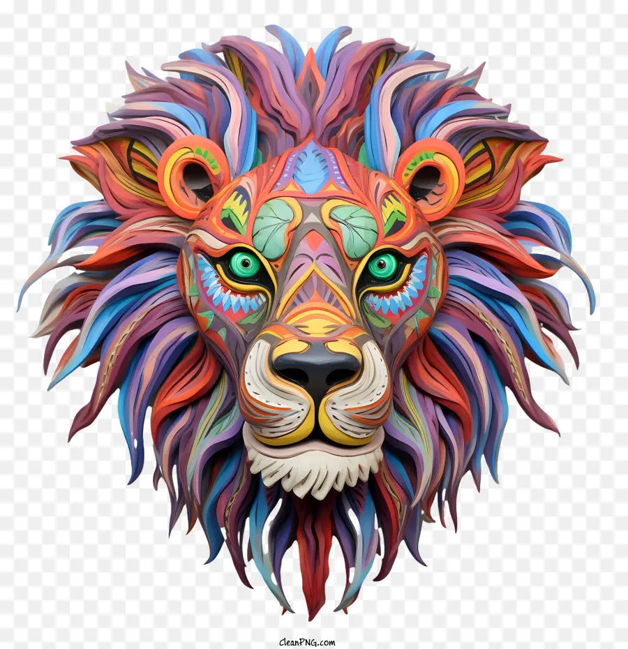 Tête De Lion，Lion Coloré PNG