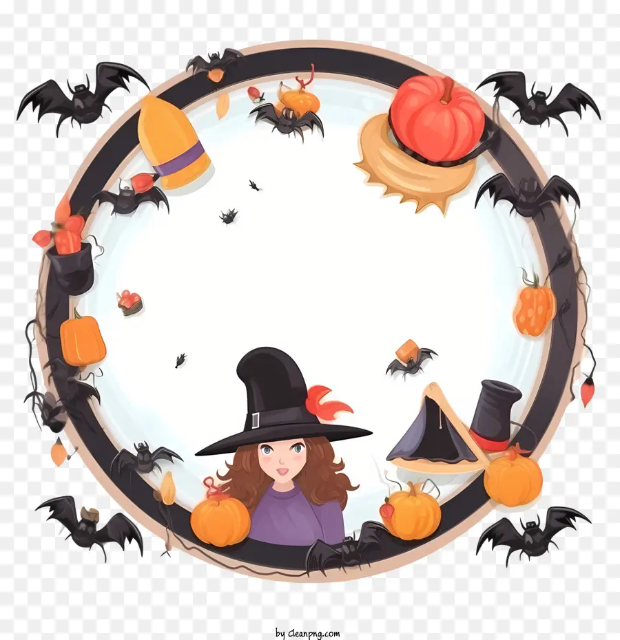 Cadre D'halloween，Sorcière PNG