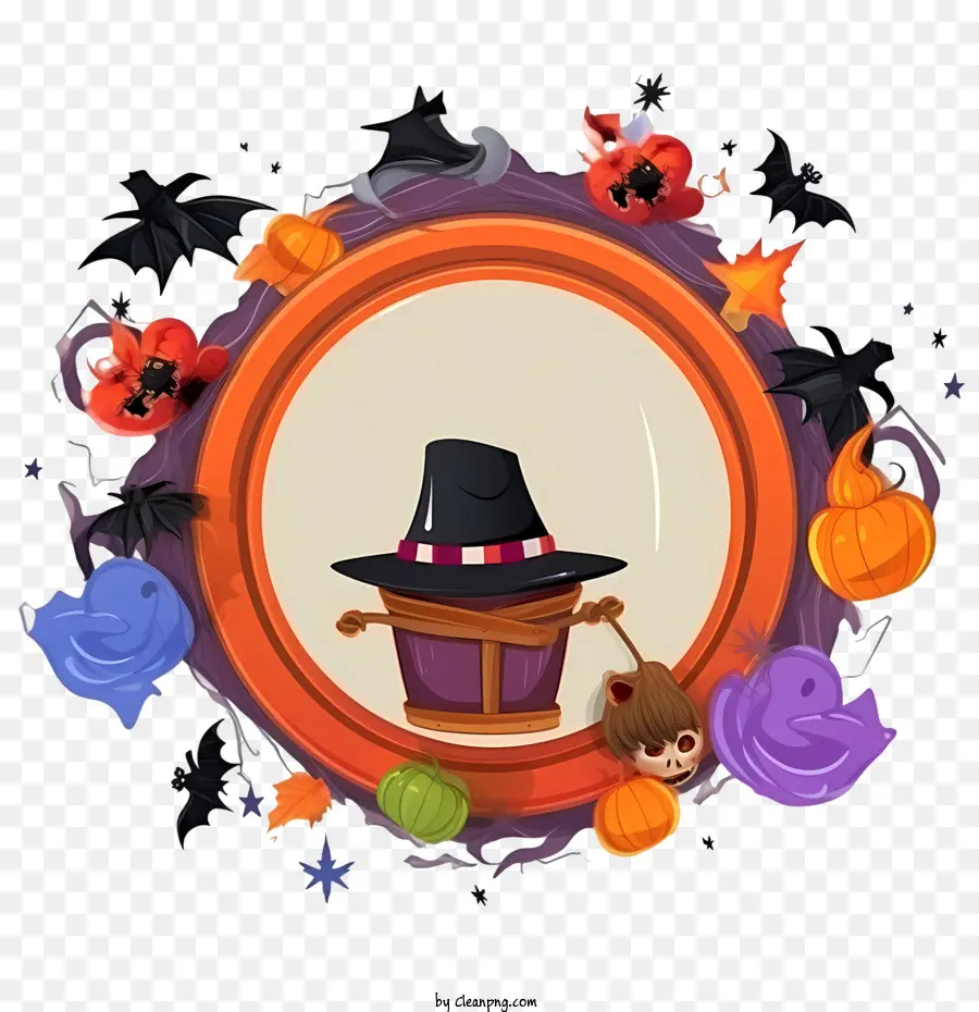 Cadre D'halloween，Chapeau D'halloween PNG