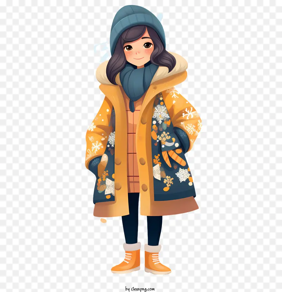 Fille D'hiver，Fille En Manteau D'hiver PNG