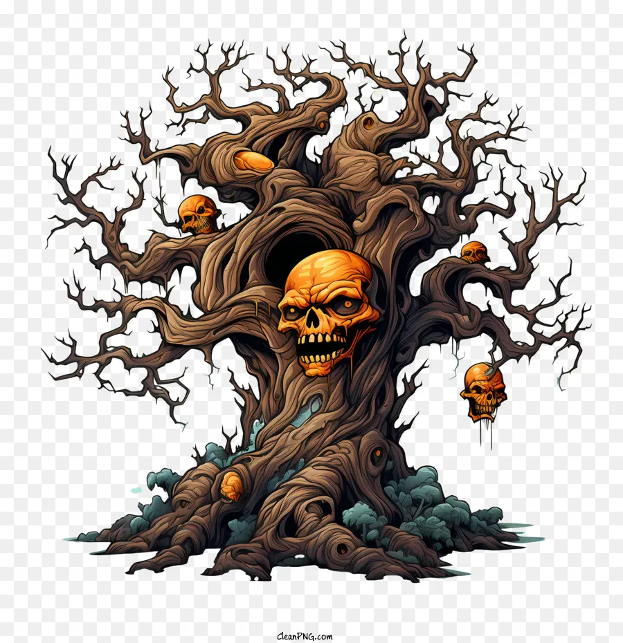 Arbre D'halloween，Arbre Hanté PNG