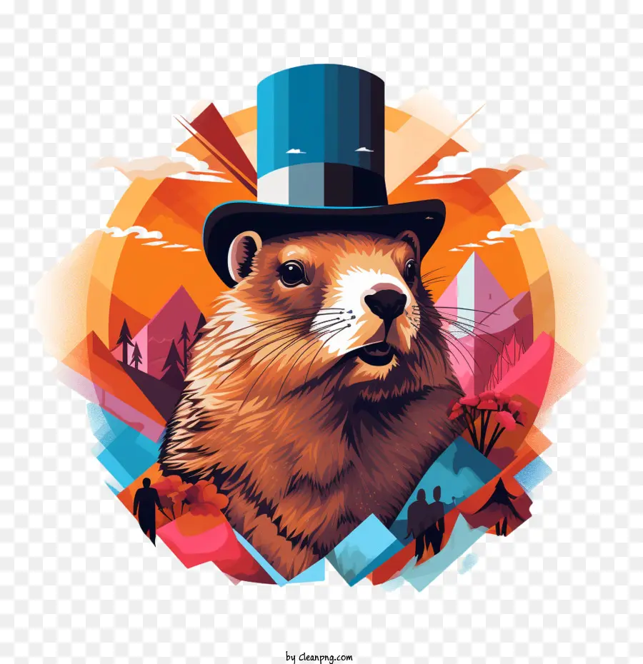 Jour De La Marmotte，Marmotte Avec Chapeau Haut De Forme PNG