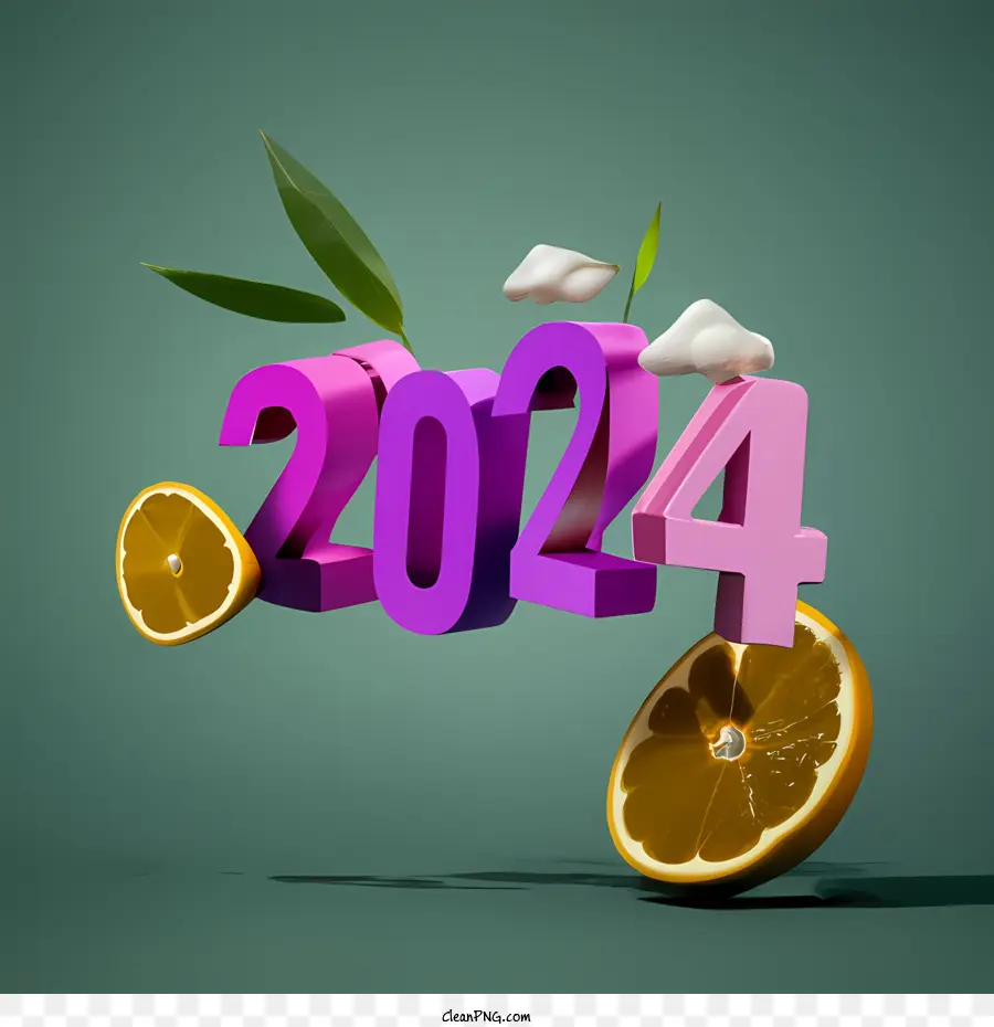 2024 Bonne Année，Rendu 3d PNG