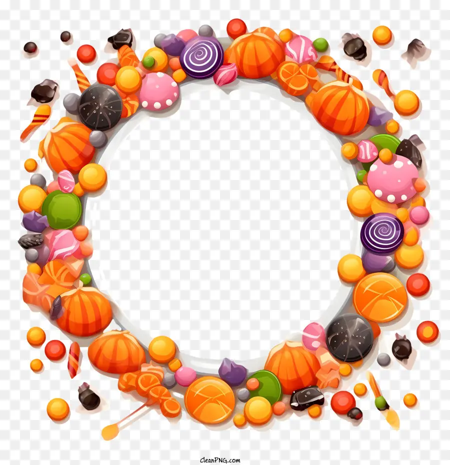 Cadre D'halloween，Couronne De Bonbons PNG