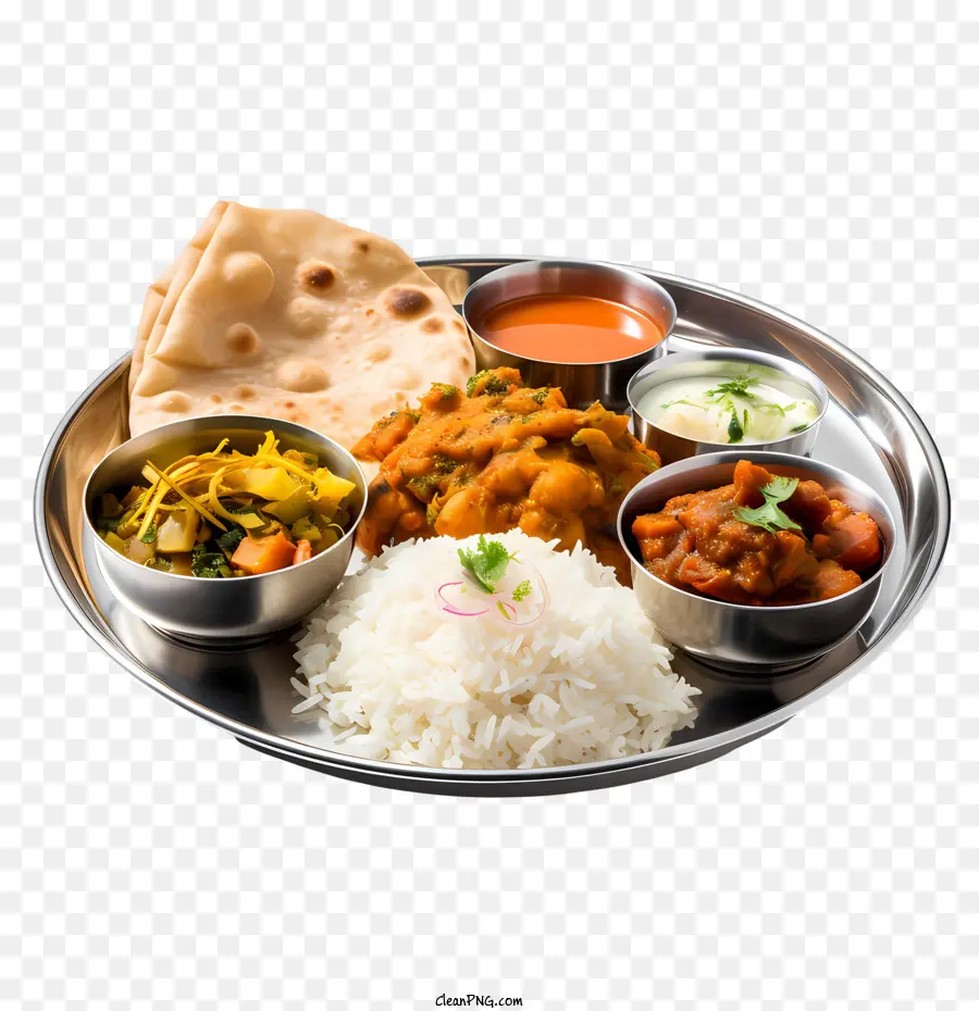 Cuisine Indienne Traditionnelle Thali，Poulet Tikka PNG