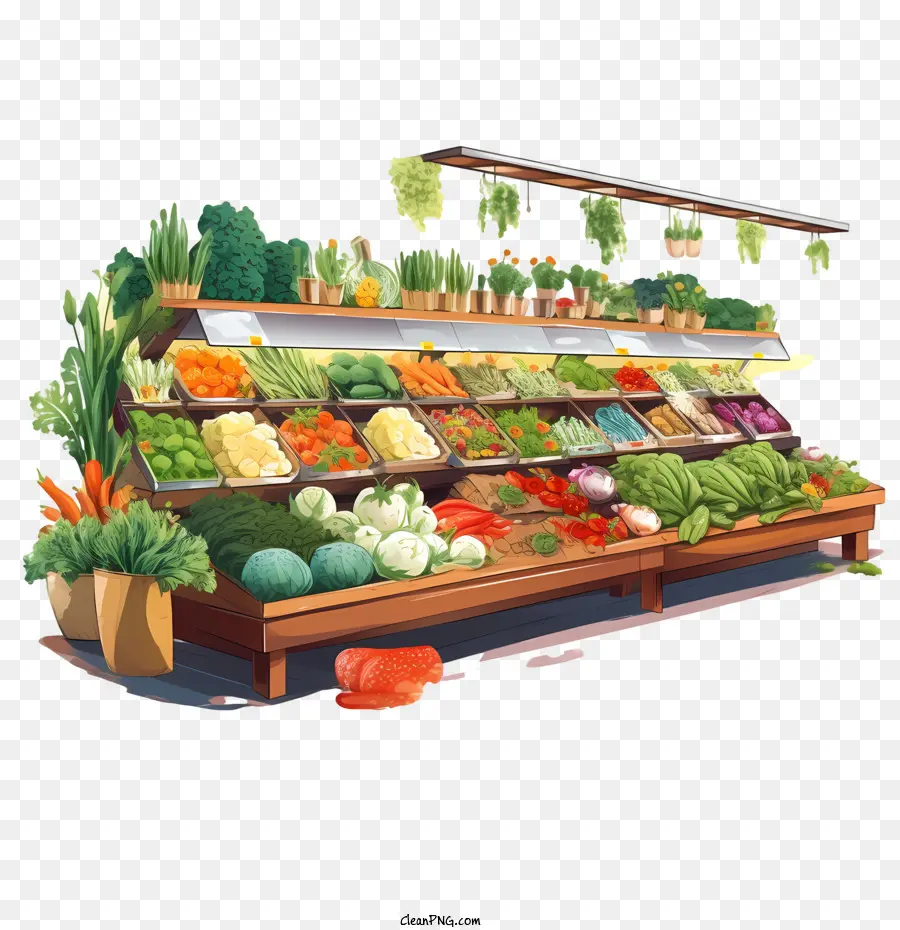 Marché De L'alimentation Végétarienne，Légumes Frais PNG