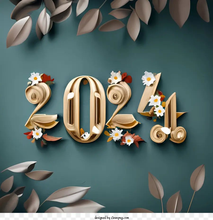 2024 Bonne Année，Or PNG