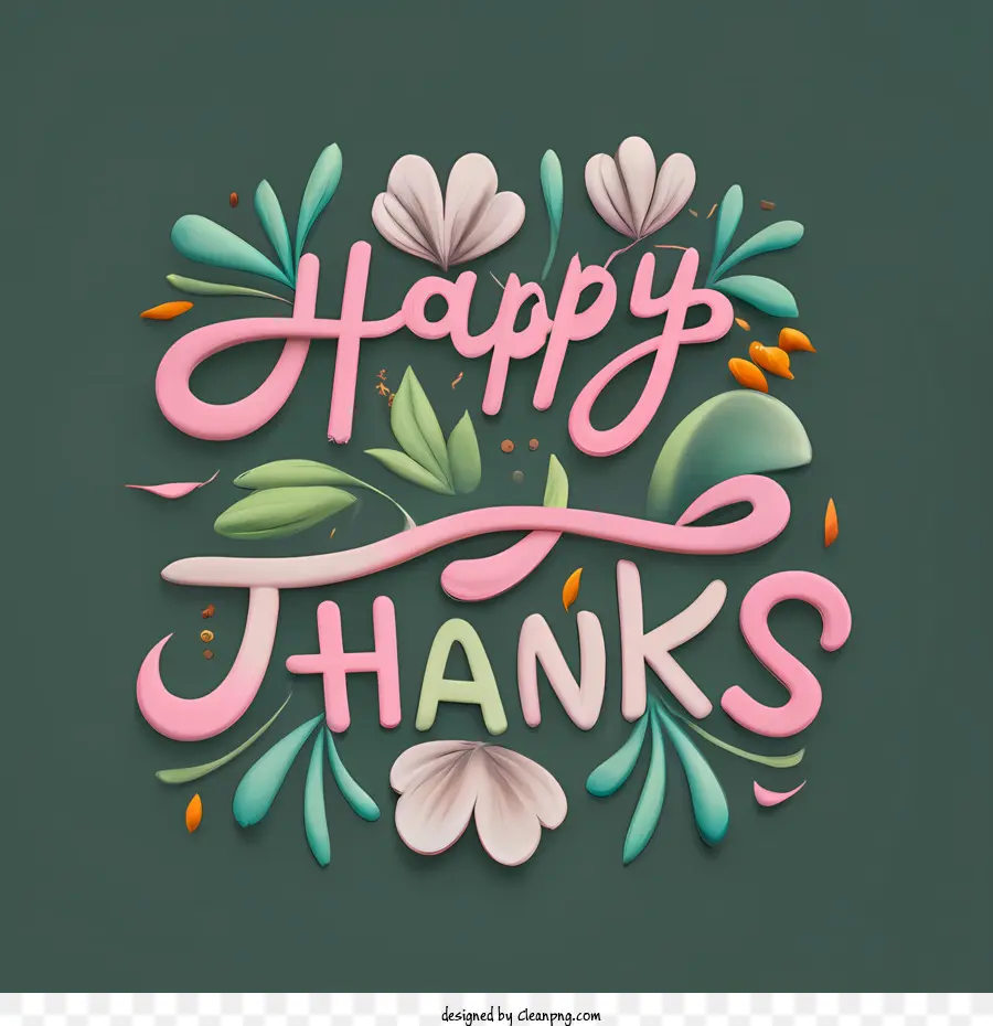 Joyeux Thanksgiving，Texte Floral PNG