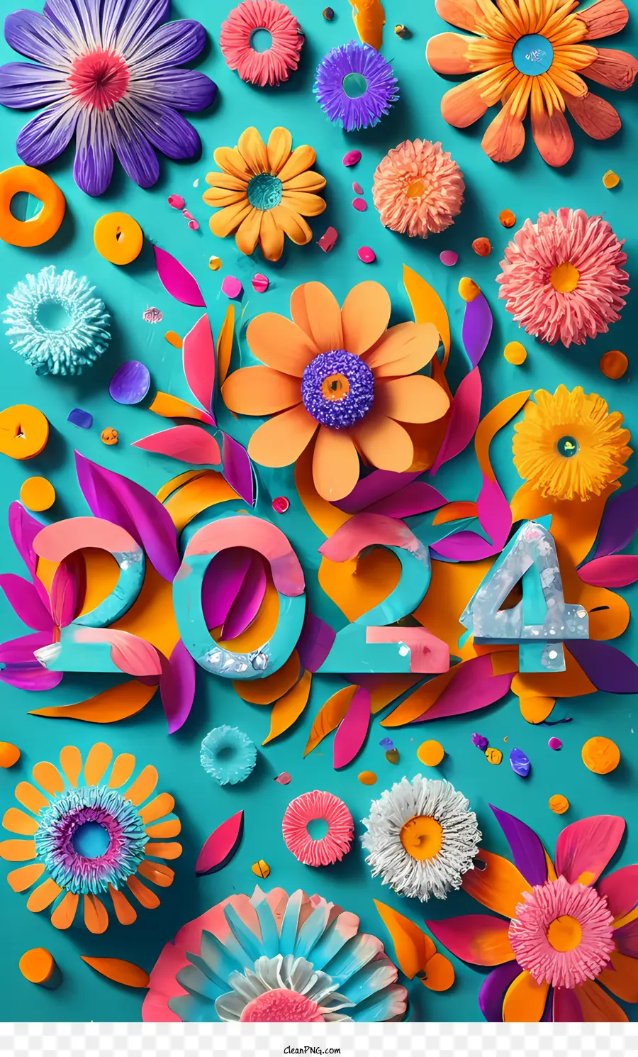 2024 Bonjour，2024 Fleurs PNG