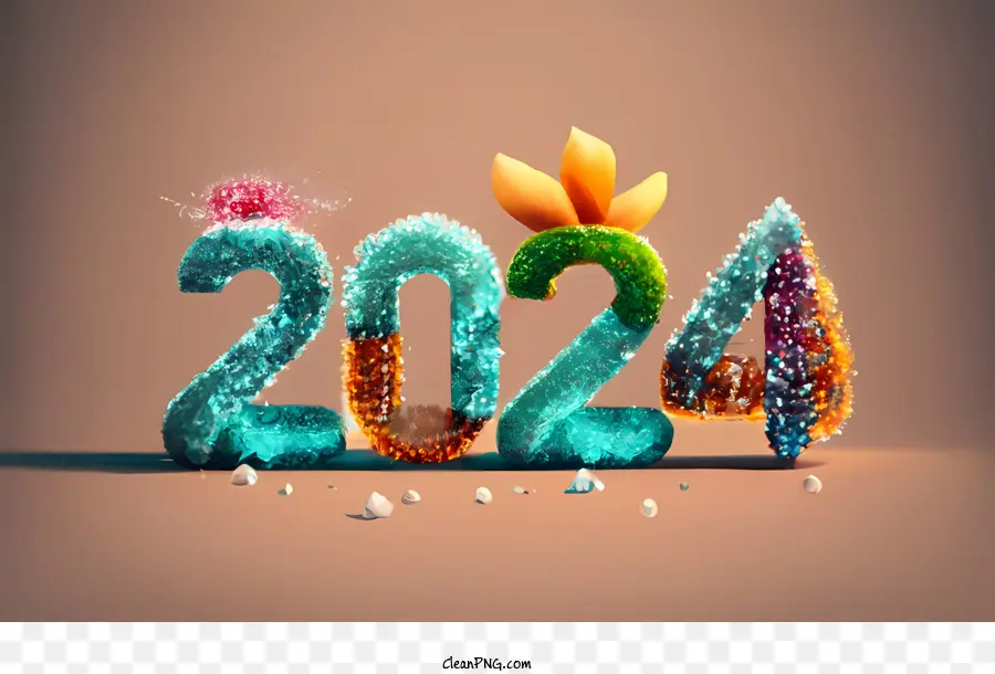 2024 Bonne Année，Rendu 3d PNG
