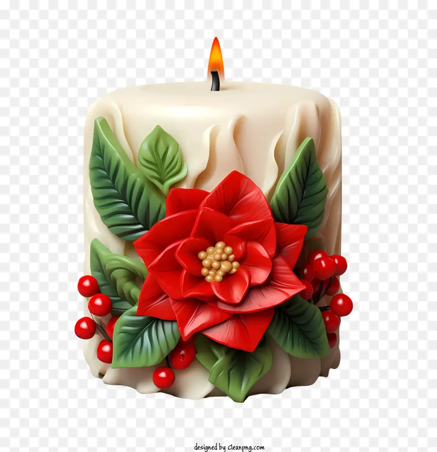 Bougie De Noël，Fleur PNG