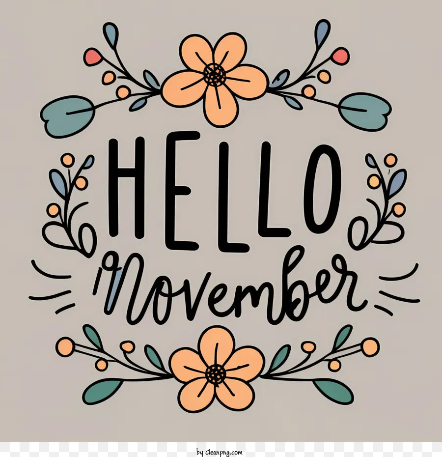 Bonjour Novembre，Design Floral PNG