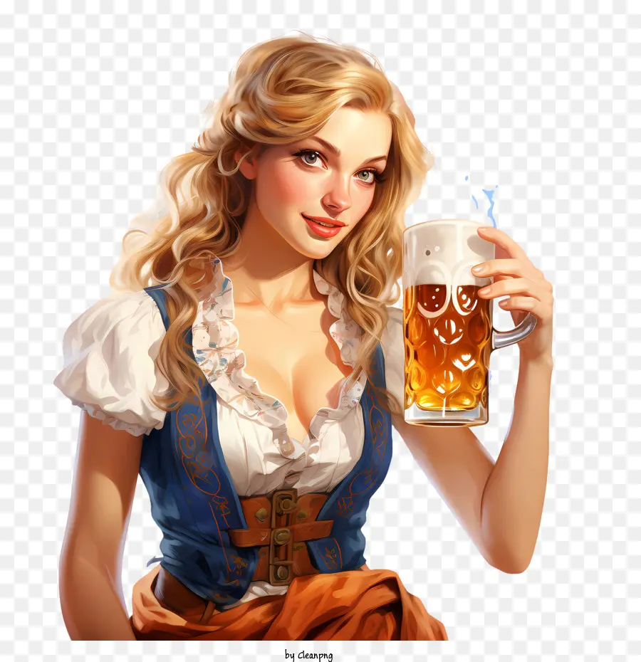 Fête De La Bière，Femme Blonde Avec De La Bière PNG